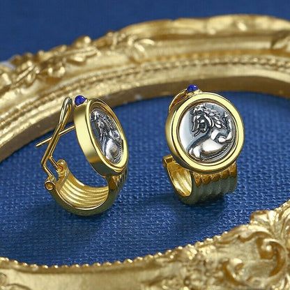 Roman Lion Coin Earrings E1007