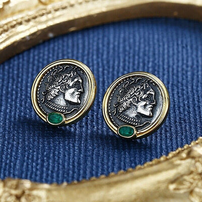Ptolemy II Greek Coin Earrings E1043