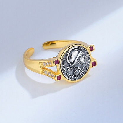 Mars Ancient Coin CZ Ring R1060