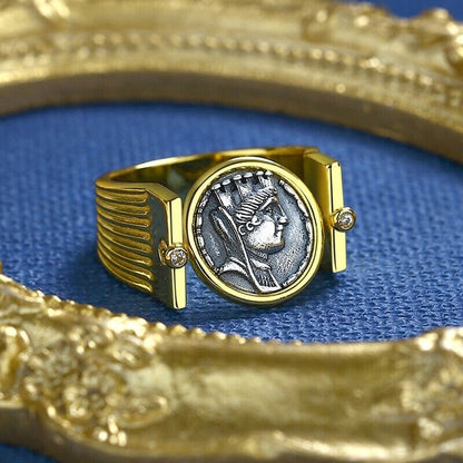 Wealth Tyche Replica Greek Coin Ring R1041