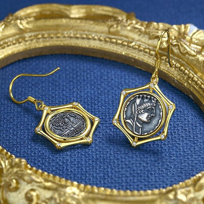 Boucles d'oreilles en pièces de monnaie grecques Tyche E1061