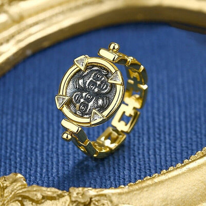 Rotating Gemini Flip Coin Ring R1068