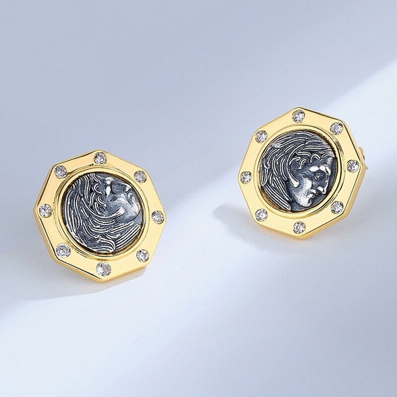 Hercules Greek Coin Earrings E1038