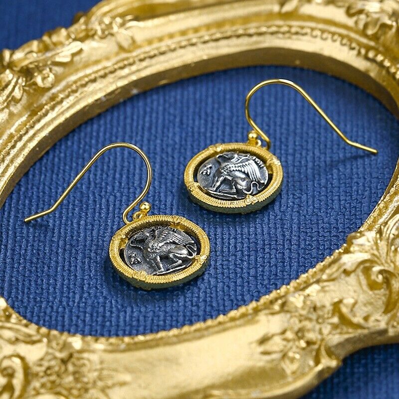 Boucles d'oreilles Hercules en pièces de monnaie grecques E1059