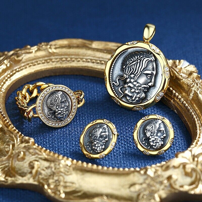 Greek Poseidon Roman Coin Ring R1009