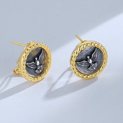 Sea Eagle Greek Coin Earrings E1040