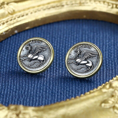 Gryphon Dolphin Greek Coin Earrings E1044