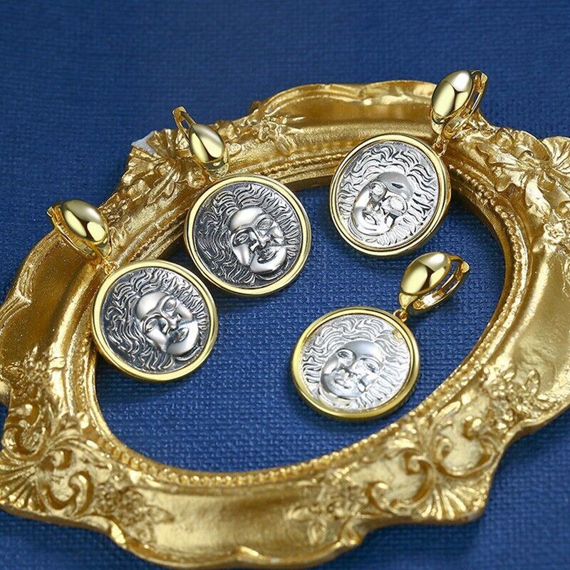 Apollo Smiling Greek Coin Earrings E1035