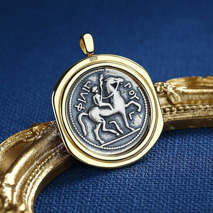 Pendentif réplique de pièce de monnaie grecque Zeus N1014