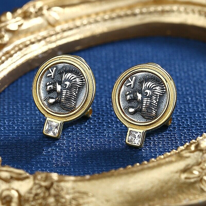 Lion and Boar Greek Coin Earrings E1071