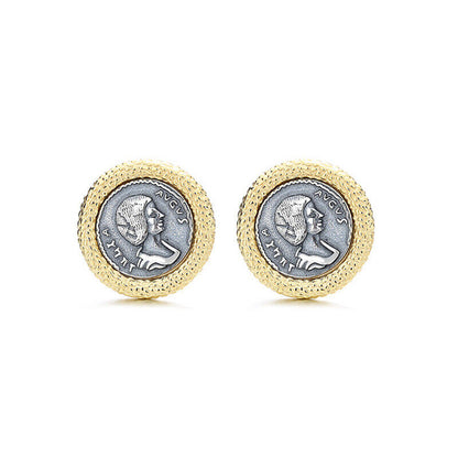Poseidon Greek Coin Earrings E1055