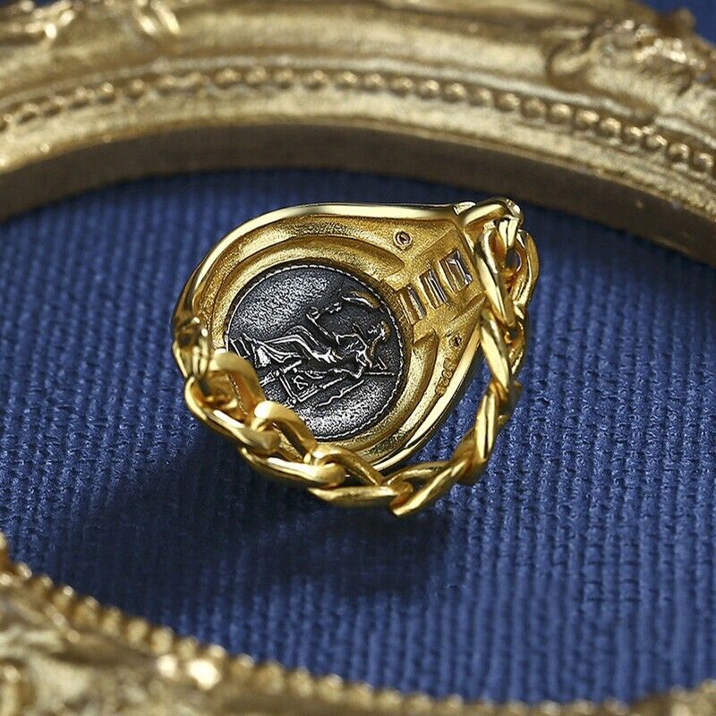Sabina Roman Coin Thick Chain Ring R1045