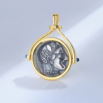 Pendentif pièce de monnaie grecque Athéna N1006