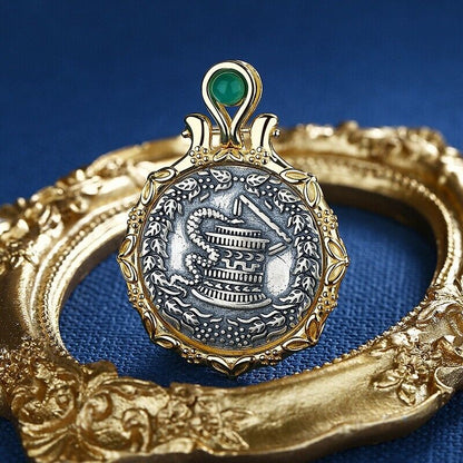 Pendentif pièce de monnaie grecque serpent de Pergame N1010