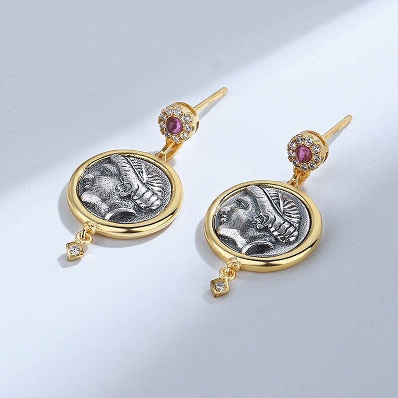 Aphrodite Greek Coin Earrings E1036