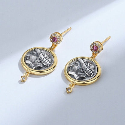 Aphrodite Greek Coin Earrings E1036