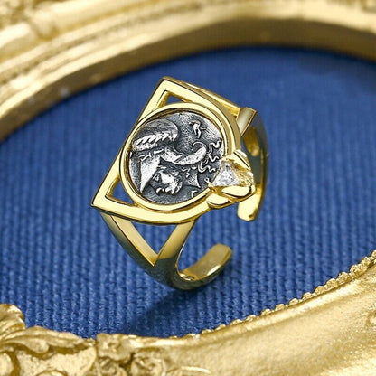 Athena Shield Greek Coin Ring R1054