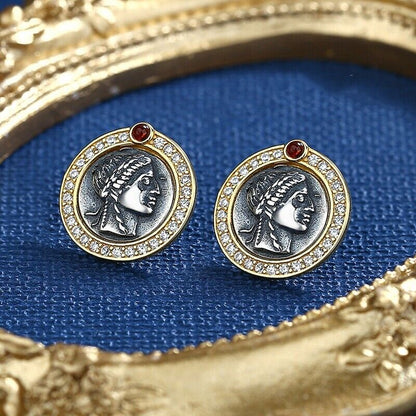 Boucles d'oreilles en pièces de monnaie grecques Apollo E1013