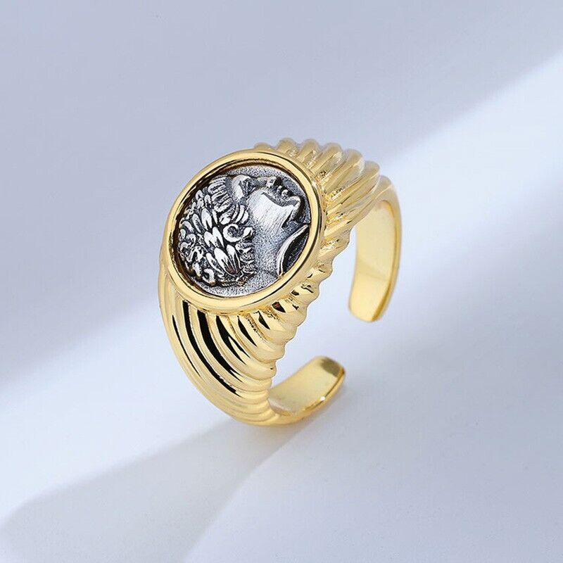 Apollo Thick Patterned Ancient Coin Ring R1073