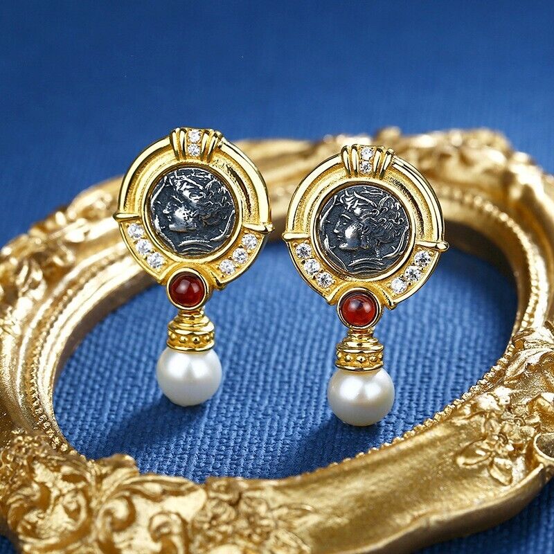 Arethusa Greek Coin Earrings E1079