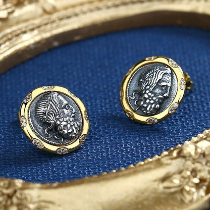 Poseidon Greek Coin Earrings E1070
