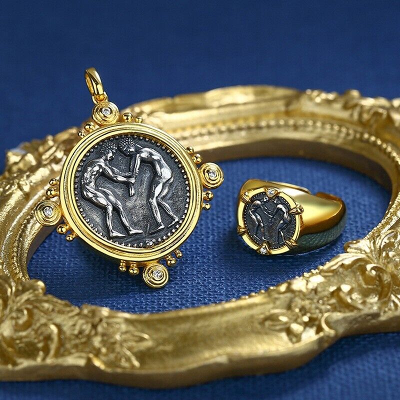 Pamphylian Wrestler Greek Coin Replica Ring R1066