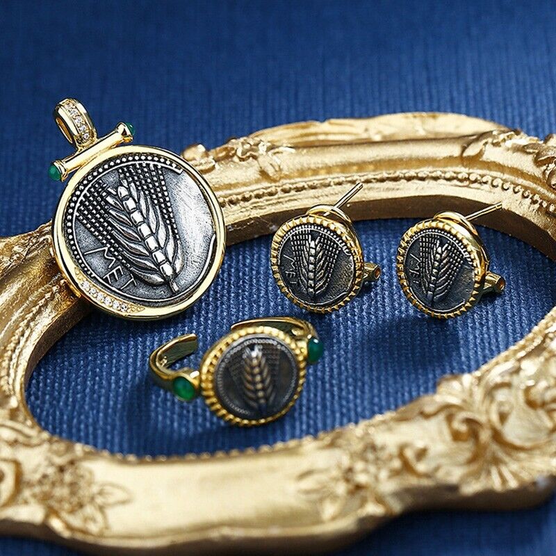 Wheat Ears Greek Coin Earrings E1030