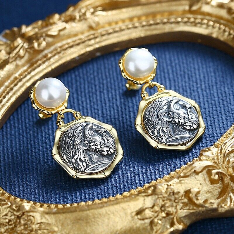 Zeus Greek Coin Earrings E1021