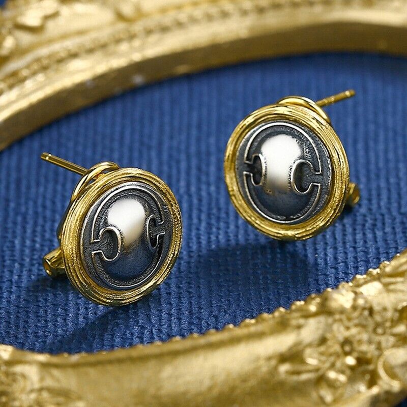 Shield and Jar Greek Coin Earrings E1076