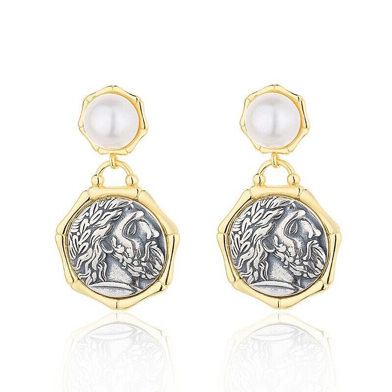 Zeus Greek Coin Earrings E1021