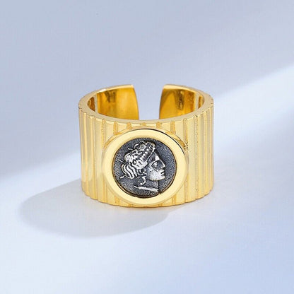 Hera Greek Coin Wide Ring R1007