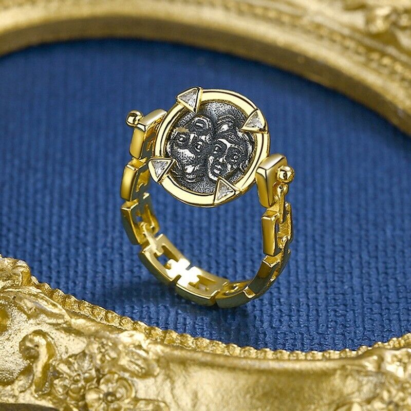 Rotating Gemini Flip Coin Ring R1068