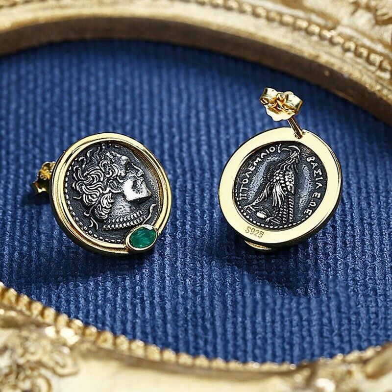 Ptolemy II Greek Coin Earrings E1043