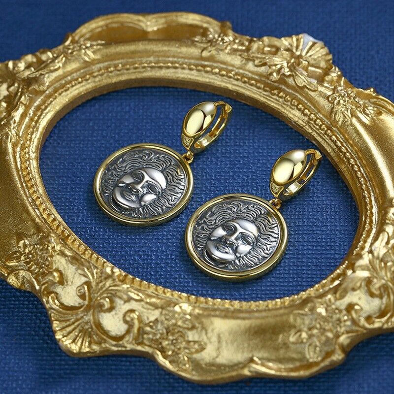 Apollo Smiling Greek Coin Earrings E1035