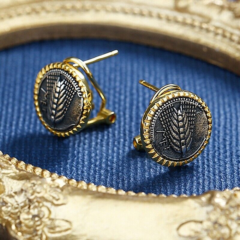 Wheat Ears Greek Coin Earrings E1030