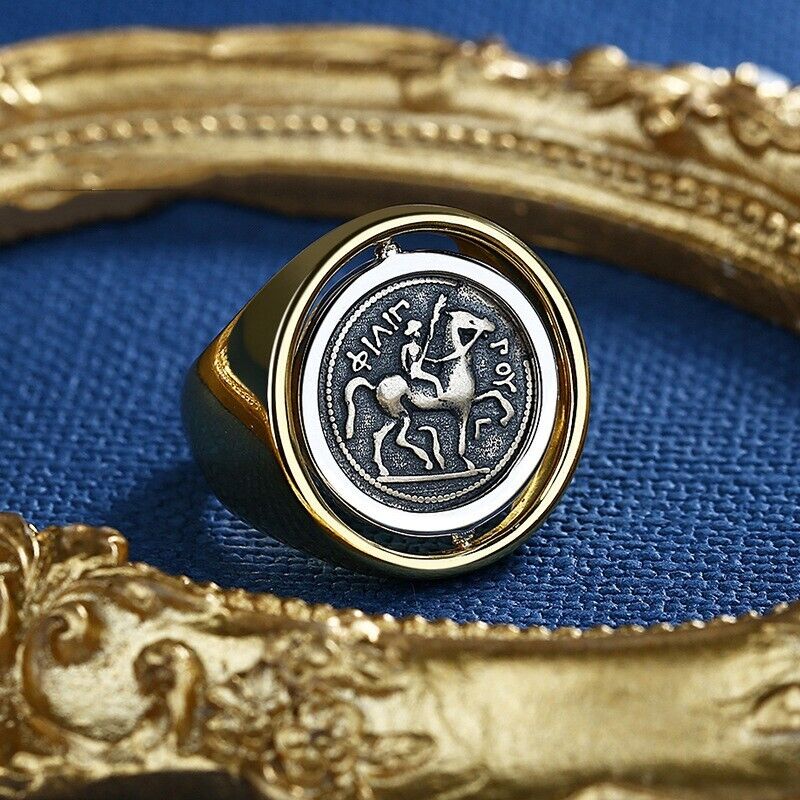 Bague pièce de monnaie grecque Zeus R1005