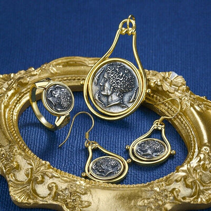 Arethusa Greek Coin Rotating Earrings E1051