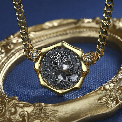 Collier réplique de pièce de monnaie romaine Diana N1017