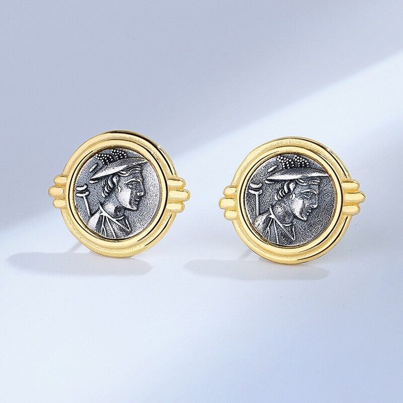 Hermes Greek Coin Earrings E1046
