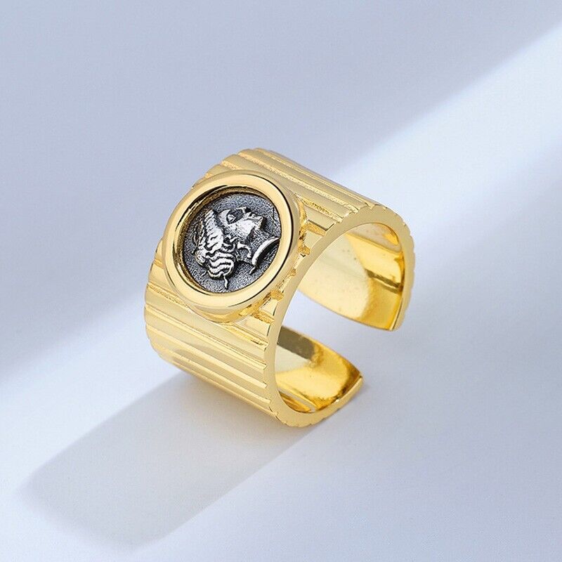 Bague large pièce de monnaie grecque Héra R1007