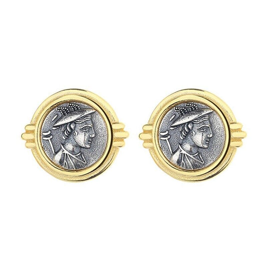 Hermes Greek Coin Earrings E1046