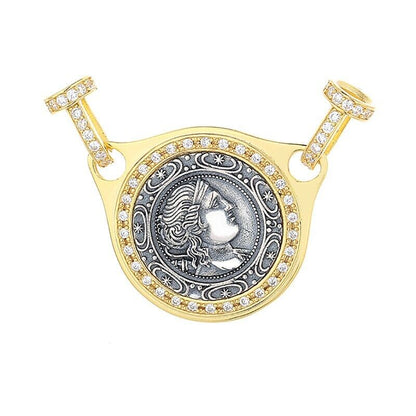 Pendentif pièce de monnaie grecque Artemis CZ N1002