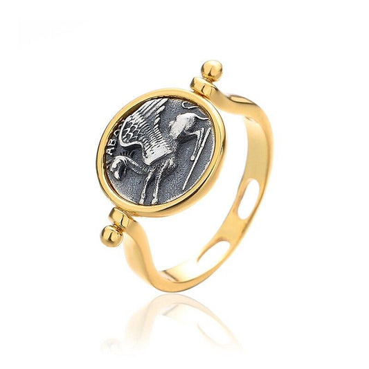 Griffin and Hercules Coin Ring R1026