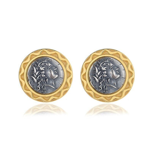 Demeter Greek Coin Earrings E1025