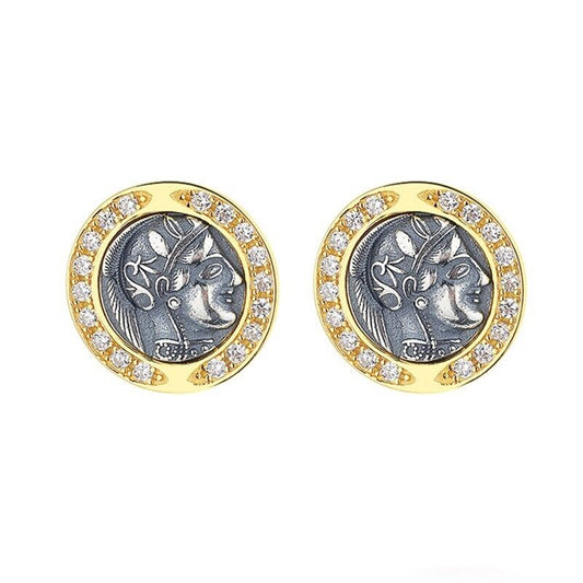 Athena Greek Coin Earrings E1056