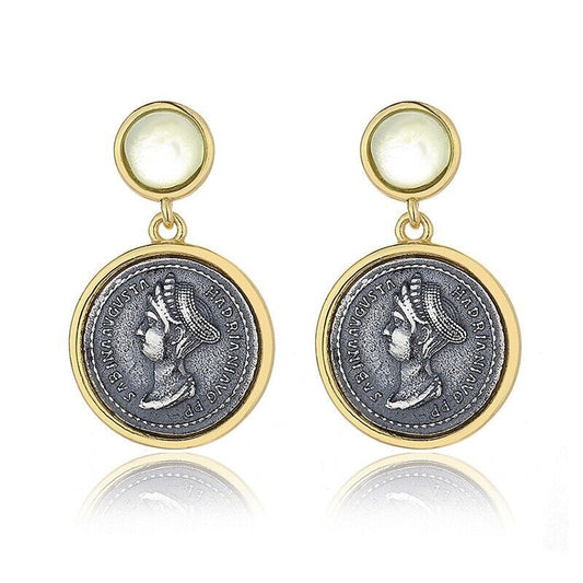 Sabina Roman Coin Earrings E1026