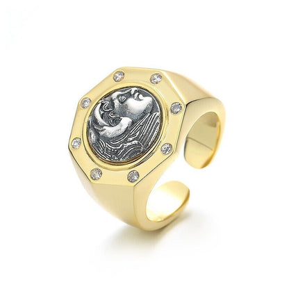 Bague de réplique de pièce de monnaie grecque Hercules R1055