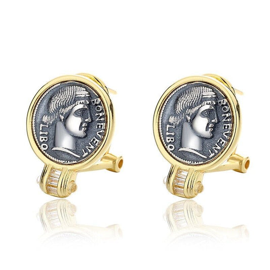 Denarius Scribon Roman Coin Earrings E1047