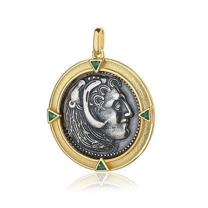 Pendentif réplique de pièce de monnaie grecque Hercules N1029