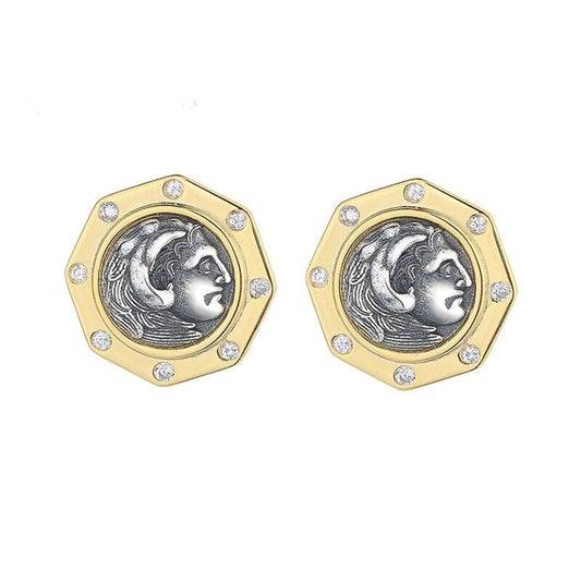 Hercules Greek Coin Earrings E1017